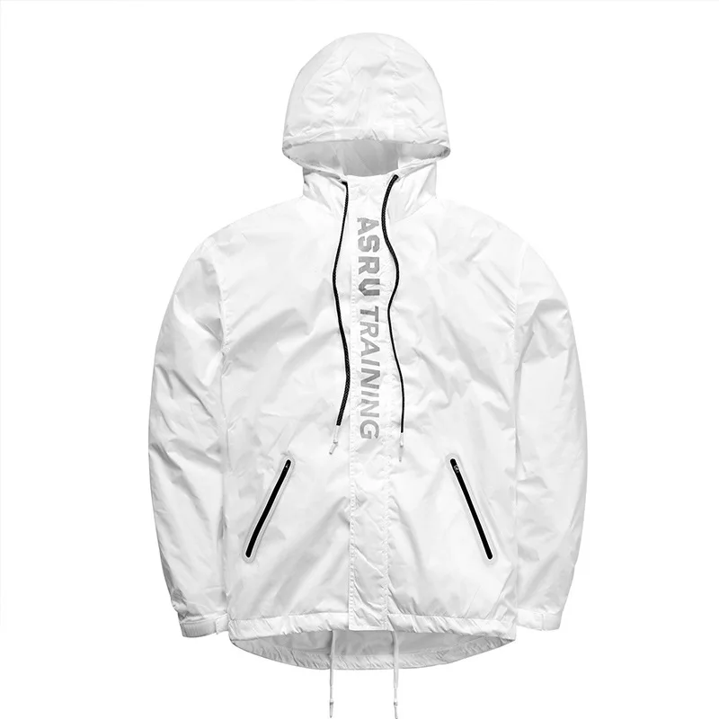 FAVOCENT мужская повседневная толстовка на молнии, свободные толстовки, мужские ветрозащитные толстовки, пуловер с капюшоном, пальто в стиле хип-хоп, спортивные топы для улицы - Цвет: Белый