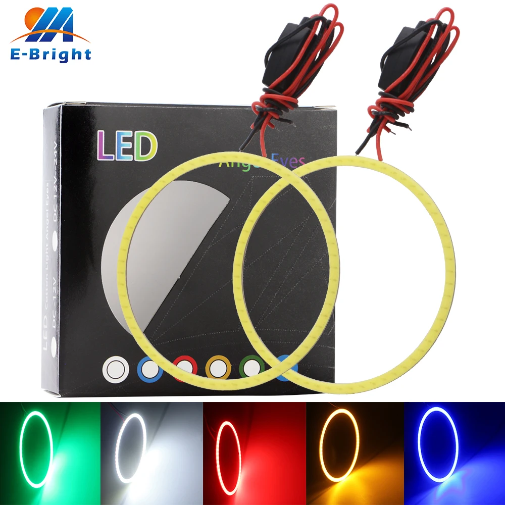 2X 12В COB 82 SMD Автомобильный светодиодный ангельские глазки 110 мм галогенные кольца