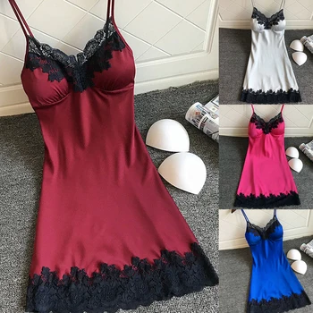 

Women's Sexy Lace Backless Strap Sleepwear Solid Color V-Neck Babydoll Sleep Tops 2019 Women Clothing Sexy Lingerie Ropa Mujer