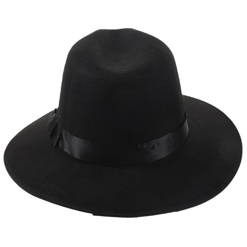 Винтаж унисекс воздуходувки шерсть фетр Fedora Трилби Дерби джаз шляпа(черный
