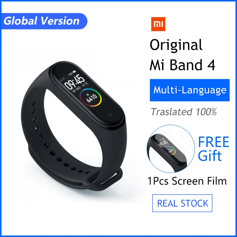 GB version standard Xiaomi Mi группа 3 4 глобальная Версия смарт-Браслет фитнес-браслет часы 3 большой сенсорный экран сообщение время сердечно - Цвет: GB version standard