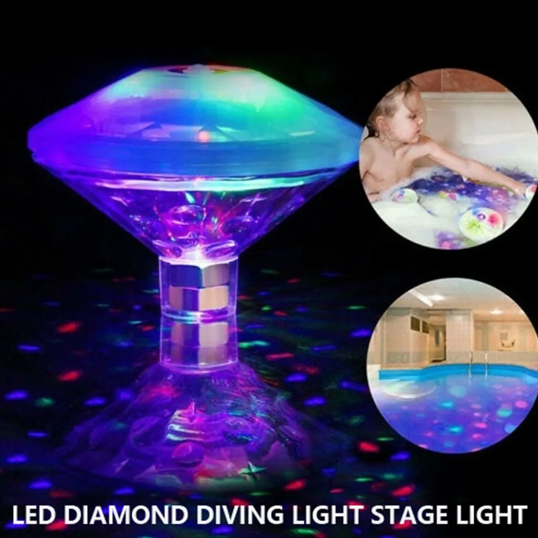 Lâmpada de Projeção Alimentado por Aaa Criativo à Prova Luz do Banheiro Piscina Float Colorida Rgb Bateria Design Dwaterproof Água Led Luz 1 Luzes e Iluminação