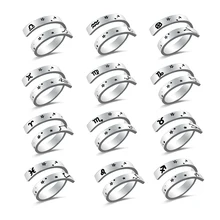 

Stainless Steel Adjustable Double Layer Open Zodiac Ring Constellation Abstract Signs Star Rings Personalized Horoscope Jewelry