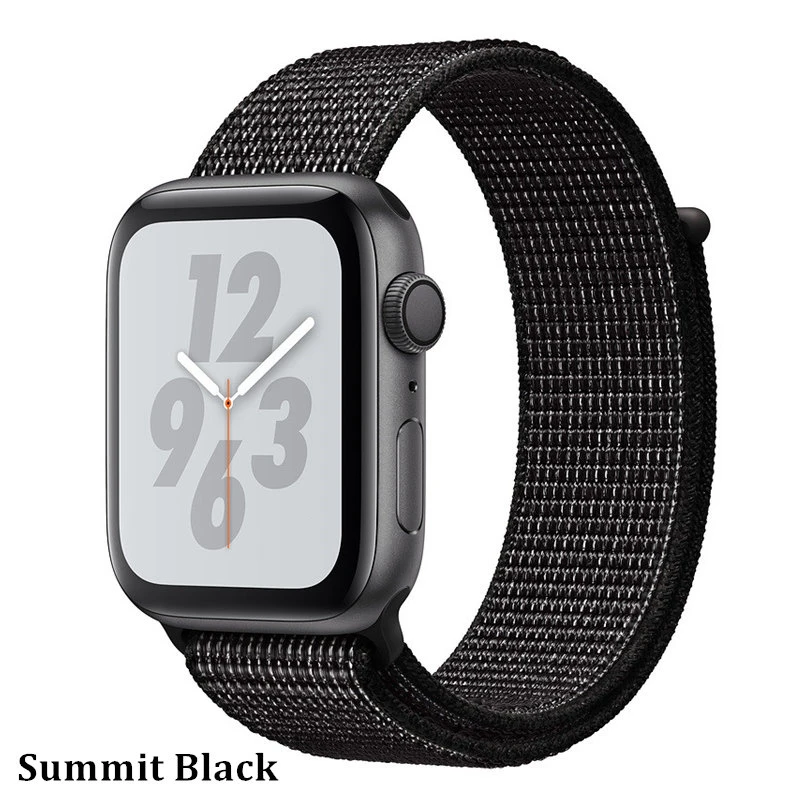 Summiit black Нейлоновый ремешок для apple watch 5 4 band correa apple watch 44 мм 42 мм 40 мм 38 мм iwatch 5 4 3 2 1 цветной браслет - Цвет ремешка: Summiit black