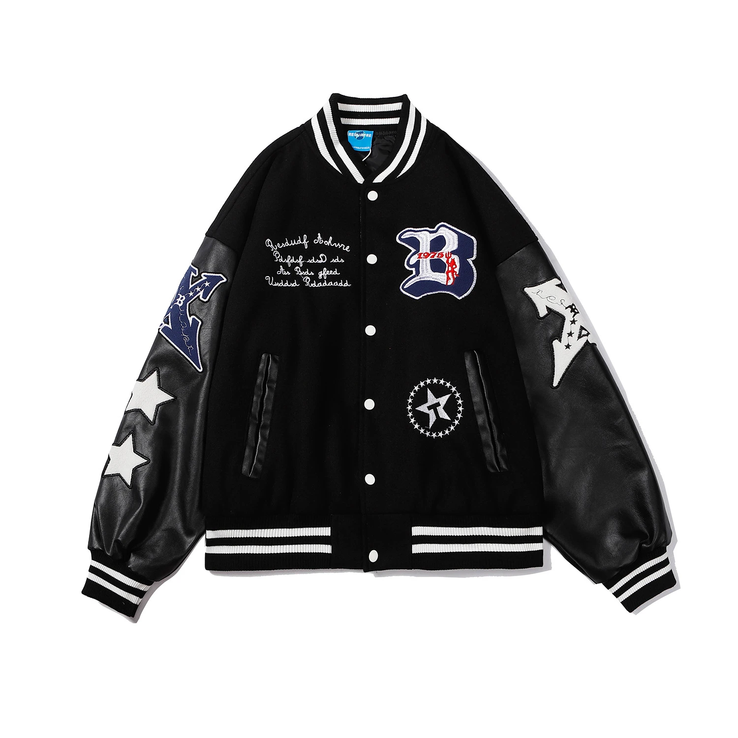 Chaqueta de béisbol estilo para hombre, chaqueta de béisbol estilo Hip Hop con de letras B, parche manga de cuero, abrigo informal estilo Bomber para motorista, Kolej Ceket|Chaquetas| -