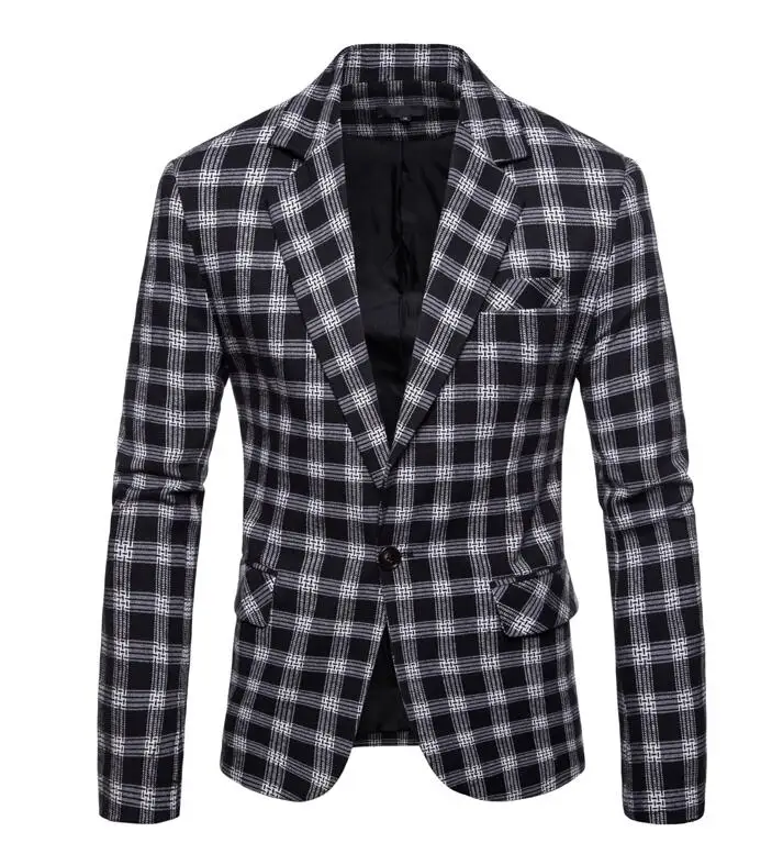 2 Костюмы мужской блейзер Повседневная модная клетчатая куртка masculino slim fit casaco jaqueta masculina пальто Мужская куртка - Цвет: 2