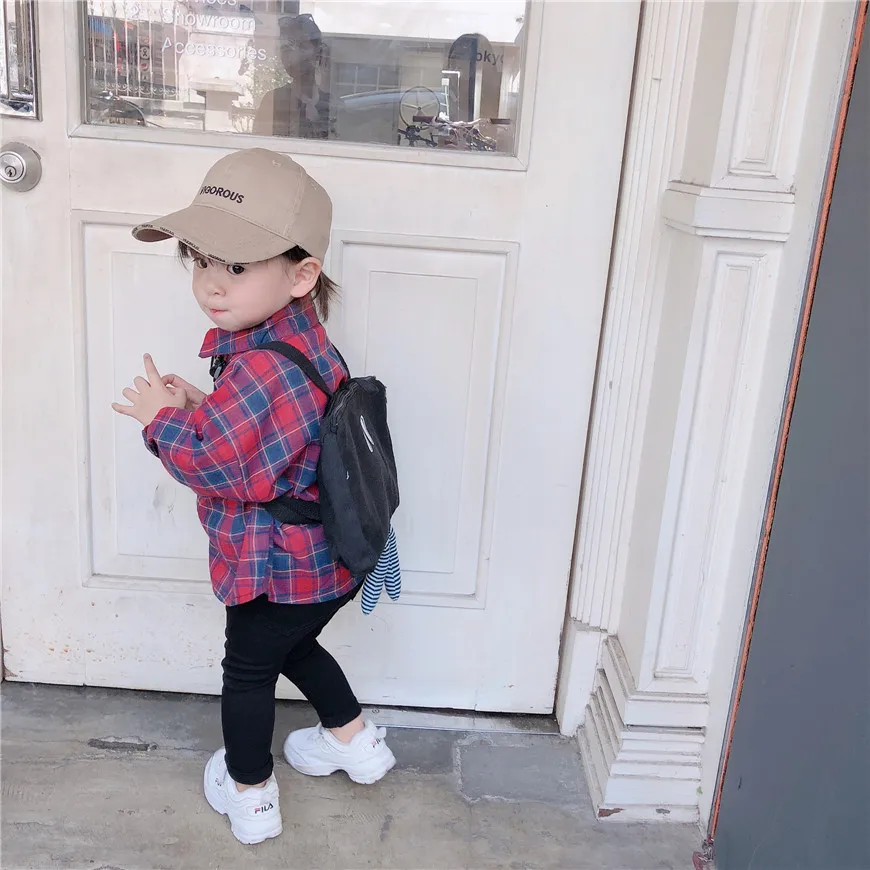 Autumn New Style Korean-style Childrenswear Men And Women Child Baby Plaid Casual Shirt Versatile Shirt