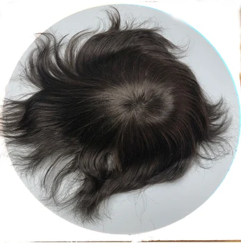 

Soft Swill Lace Toupee For Men Human Hair With 8X10 inch Indian Virgin Single And Double Knotted Straight Men'Wig