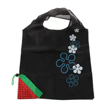 Компактная сумка многоразового использования, сложенная как клубника, черный