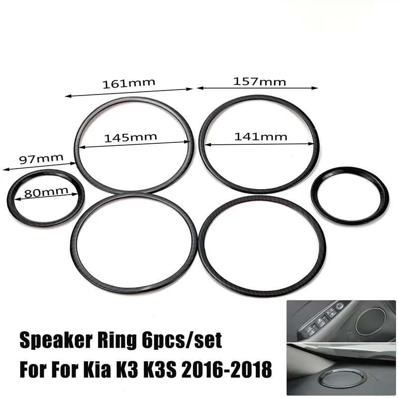 Cotochsun 6 шт./компл. динамик для двери автомобиля украшение круг крышка отделка кольцевые наклейки чехол для Kia k3 K3S- стайлинга автомобилей - Название цвета: Черный