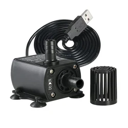 2M Water Pump Electric Brushless Mini Submersible Pump DC 5V for Aquarium Fish Fountain Garden House with USB Connector #W0