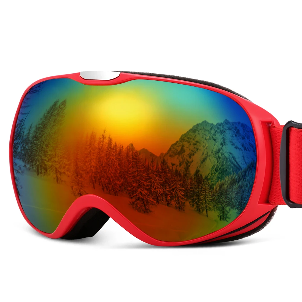 Детские лыжные очки противотуманные двойные линзы снежные очки для зимних видов спорта Сноуборд снегоход катание на лыжах - Цвет: Красный