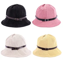 Модная Вельветовая шляпа-ведро, Женская Уличная Повседневная Солнцезащитная шляпа для рыбалки, охоты, одноцветная шапка для женщин и мужчин, защищающая от солнца шапки