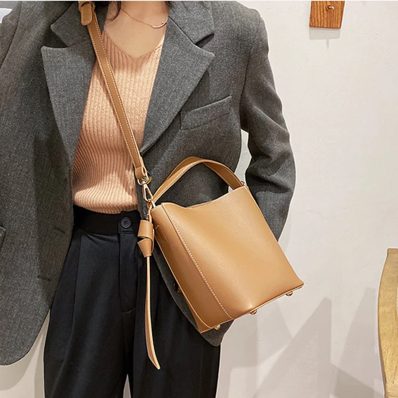 

Casual Bucket Bags Designer Women Handbags Luxury Pu Leather Shoulder Crossbody Bags Large Capacity Totes Big Composite Pursses