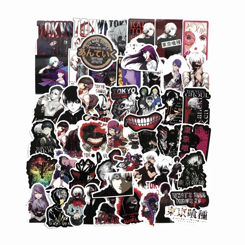 52Pcs/Lot Japan Anime Tokyo Ghoul Sticker For Luggage Laptop Skateboard Car Bicycle Backpack Decal Pegatinas Toy Stickers
