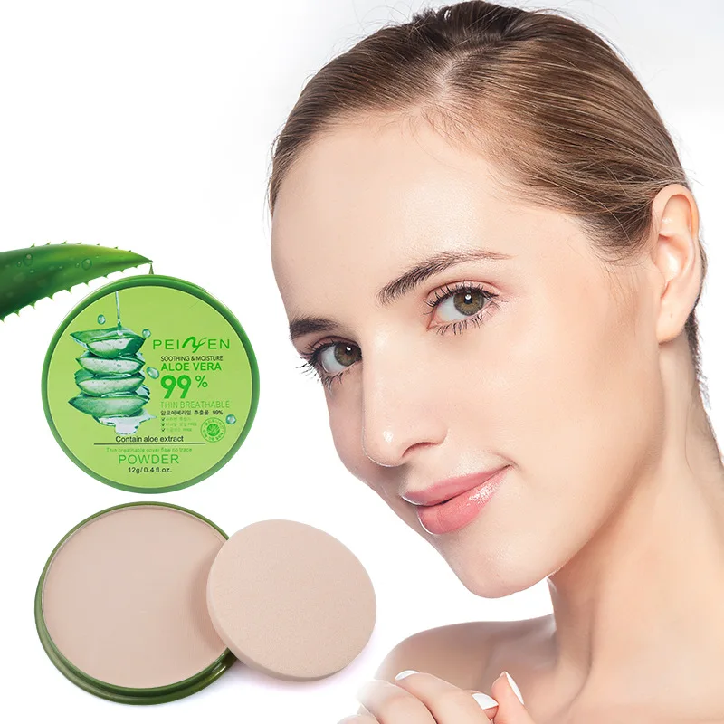 

New 99% Aloe Vera Moisturizing Smooth Foundation Pressed Powder Makeup Concealer Pores Cover Whitening Brighten Face Powder