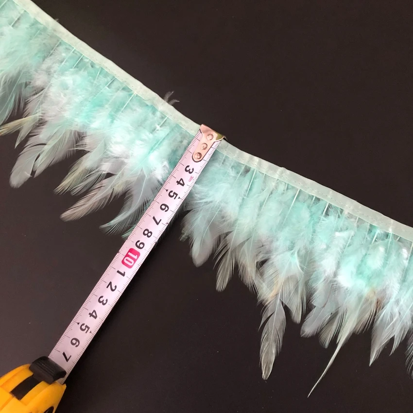 

Mint Green Dyed Natural Pheasant Chicken Feathers Trims 8-13CM Real Rooster Saddle Feather Plume Lace For Home Sewing Carnivals