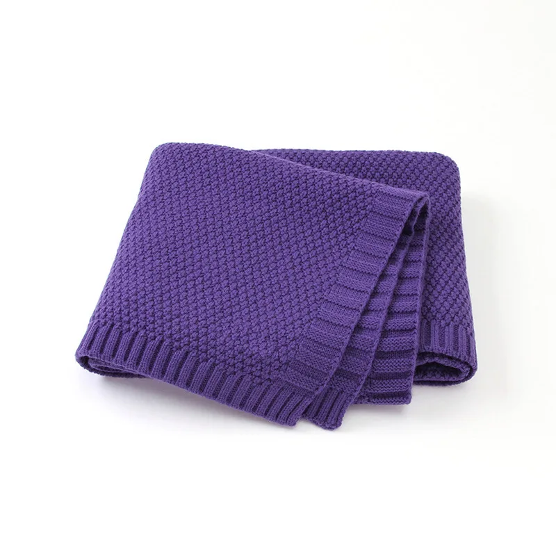 Purple No Label Детское одеяло вязаное шерстяное для новорожденных мальчиков и девочек супер мягкое одеяло обертывание Пеленальный диван прогулочная коляска ветрозащитная крышка детское постельное белье - Цвет: Purple No Label