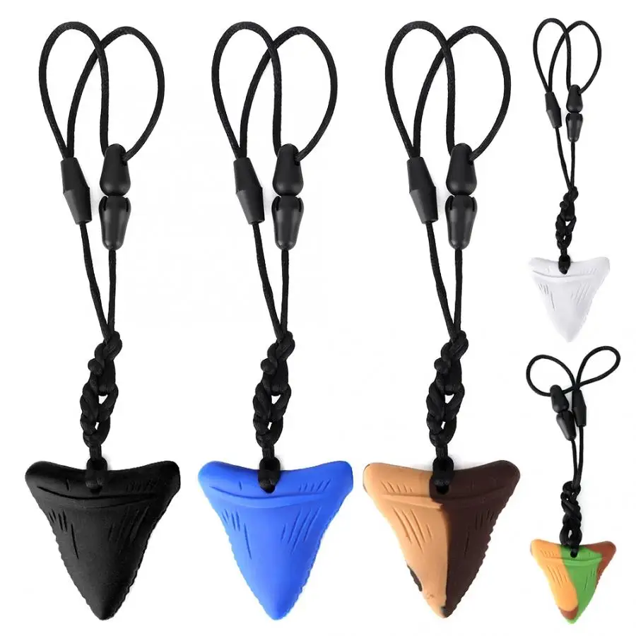 

Shark Tooth Silicone Teething Necklace Baby Gender Neutral Chew Necklace Sensory Teether Pendant BPA Free Beads for baby care