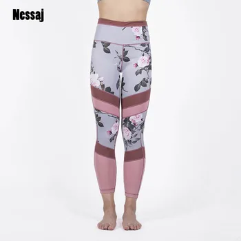 

Nessaj New Flower Printing Leggings Women Patchwork Fitness Pant Legging Female Workout Sports Long Pants High Quality Leggings
