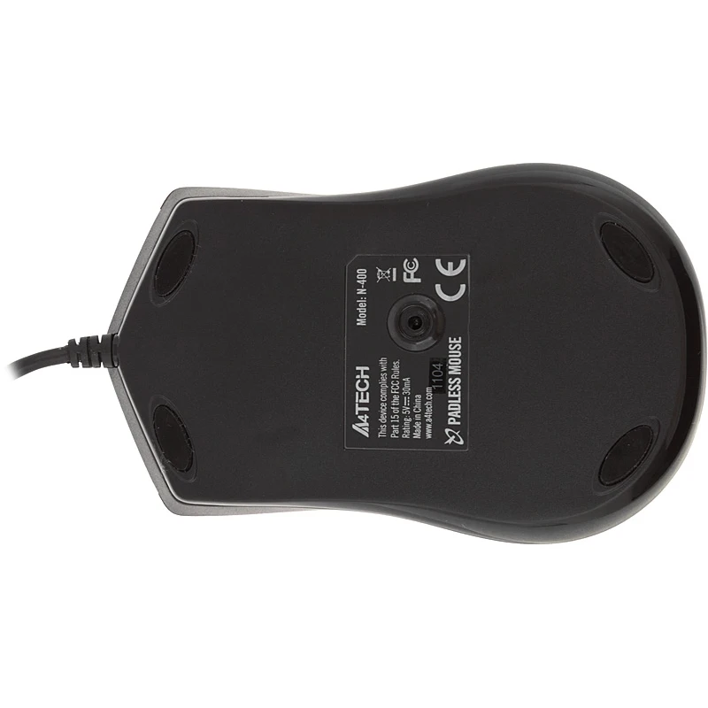 Мышь A4 V-Track Padless N-400-2 черный/красный оптическая(1000dpi) USB(2but