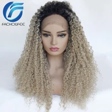 FACHOUFEE Jerry кудрявые парики на кружеве для женщин Ombre Цвет оранжевый синтетические волосы на кружеве парики с естественными волосами косплей парики