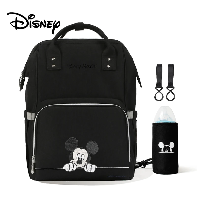 black Настоящая сумка для подгузников disney Mommy, рюкзак с USB изоляцией, подогреватель бутылочек, детские сумки, сумка для подгузников для мамы, коляски, для ухода за ребенком - Цвет: black