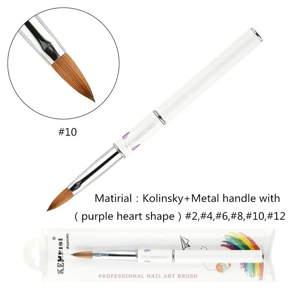 Фиолетовое сердце металлическая ручка 3D акриловая кисть для ногтей белая ручка УФ-гель Кисть-ручка для резьбы жидкий порошок DIY