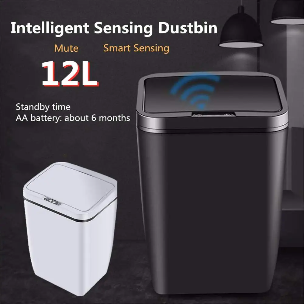 12l ev akilli cop tenekesi otomatik sensorlu cop kutusu akilli sensor elektrikli cop kutulari pp plastik cevre dostu cop kovasi househo waste bins aliexpress