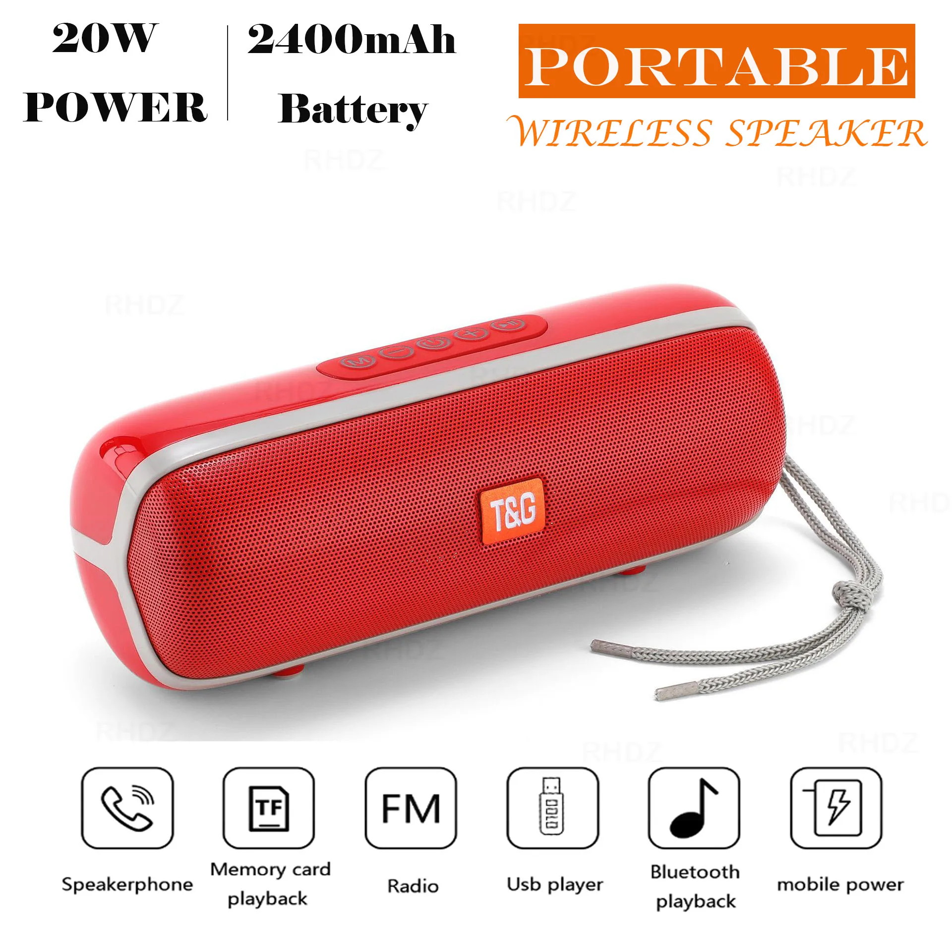 Powerful 20W portable bluetooth speaker outdoor Column Computer Wireless  Speakers Subwoofer BoomBox Music-Center-Radio - AliExpress