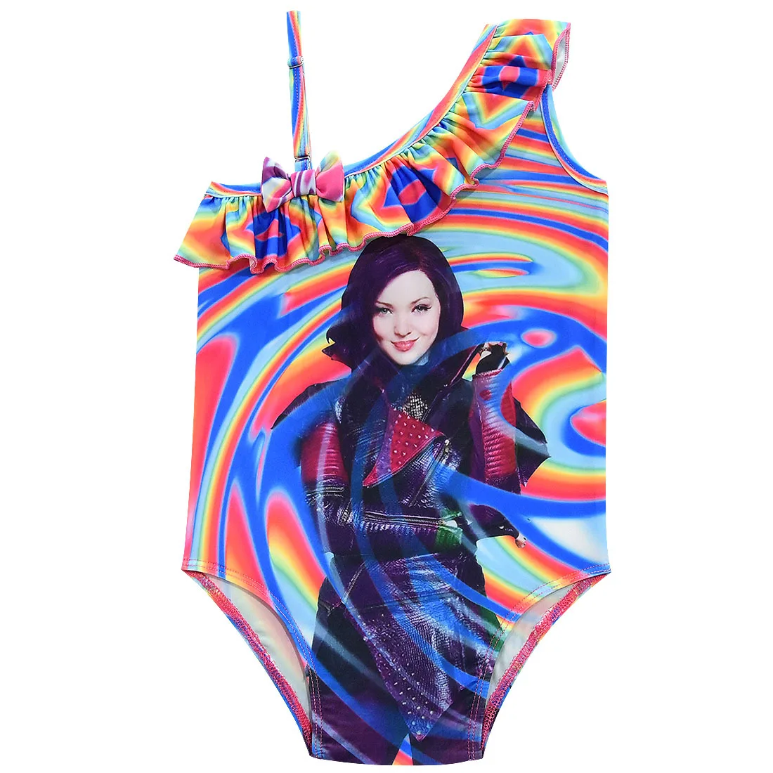 2020 kid clothes Descendants 3 Swimsuit onepiece vest Child Girls Mal Descendants 3 evie Cosplay Purple Dress boutique  clothing