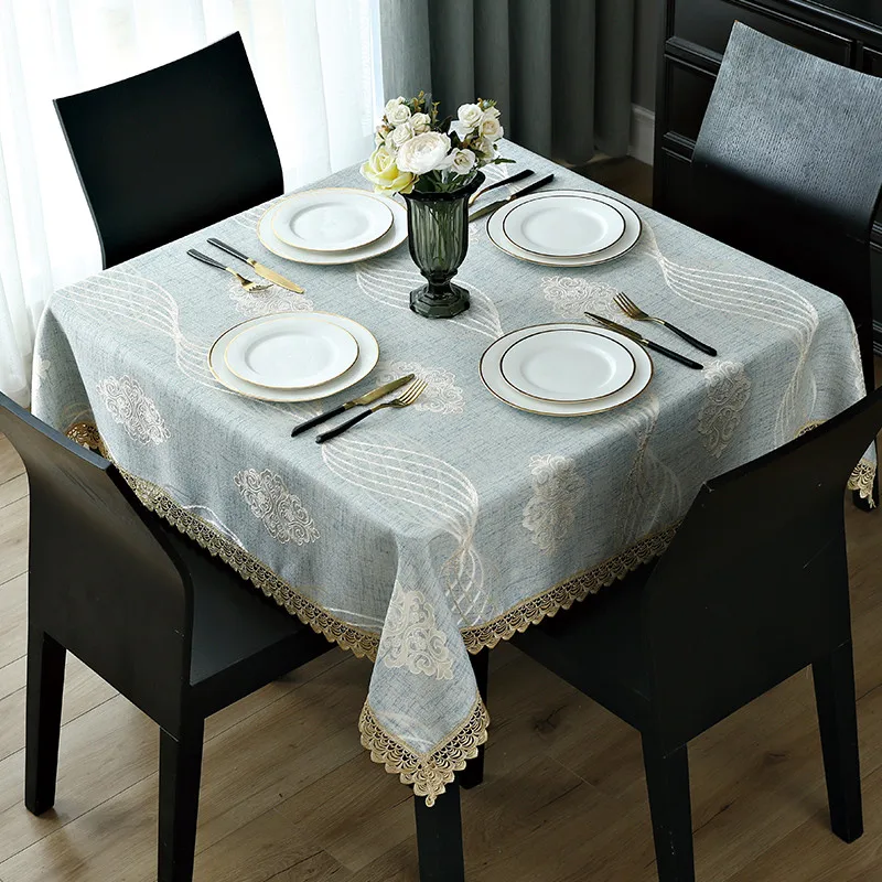

Multifunction Elegant Embroidery Tablecloths DustCloth Square Tea Table Cloth Toalha De Mesa 3D Geometric Dinning Table Covers