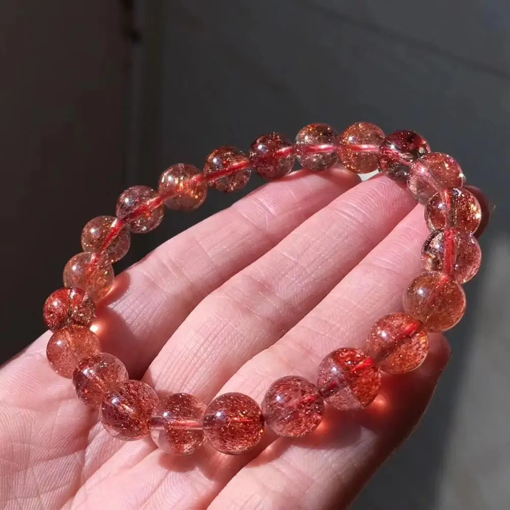8,5 мм топ натуральный красный Lepidocrocite кварц браслет для женщин и мужчин кристалл супер семь 7 мелодий круглые бусины модные ювелирные изделия AAAAA