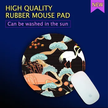 

Round Mouse Pad Chinese Style Color Blue Red Painting Best-selling Game Lock Edge PC Laptop Office Supplies Rubber