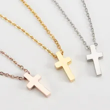 Простой религиозный маленький крест титана стали ожерелье Христианский католический