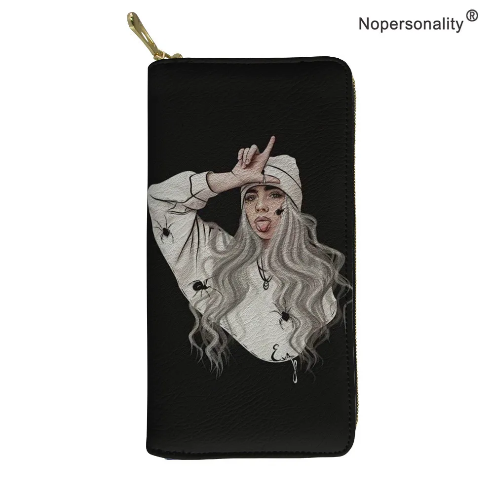 Nopersonality Billie Eilish, длинный женский кошелек с принтом, кошелек из искусственной кожи на молнии, Женский кошелек, клатч, женский кошелек, кошелек для монет - Цвет: YY2528Z21