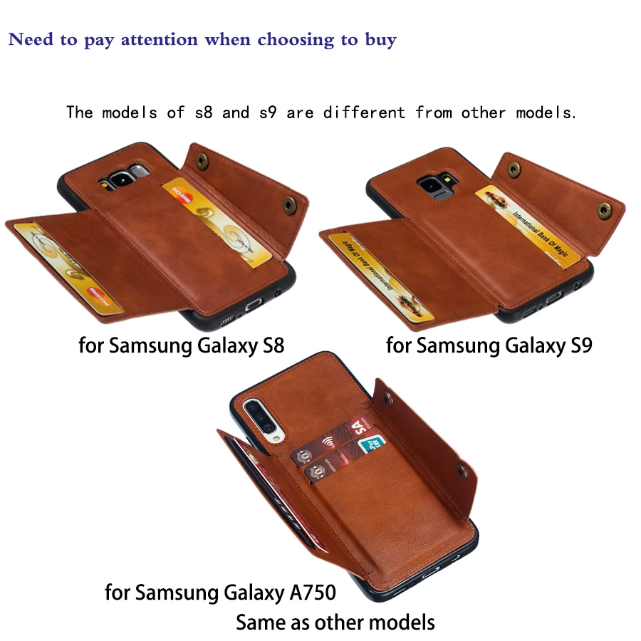 Противоударный чехол бумажник для Samsung Galaxy S10 S9 S8 Plus S10e Кожаные чехлы с кармашками