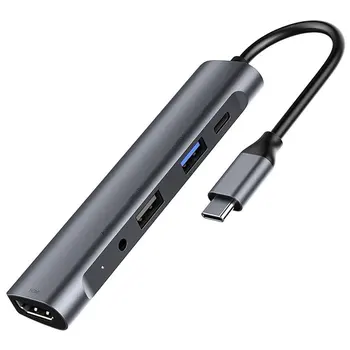 

USB C Hub 5 In1 Converter Adapter with 4K HDMI USB C USB 3.0 Ports PD 60W Charging o Jack for PC Pro