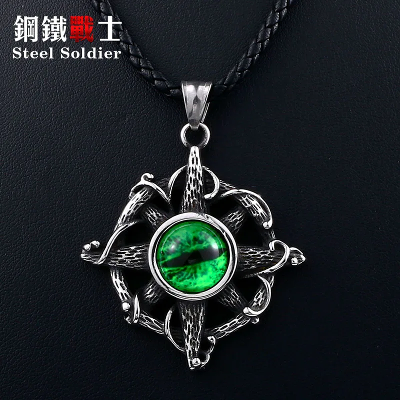 

Steel soldier Cross Choker necklace devil eye pendant stainless steel Unique design fashion Punk rock men jewelry