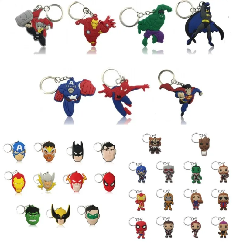 

Wholesale 500pcs Avenger Keychain Superheroes Key Chain Anime Key Ring Action Figure Charm Trinkets Key Holder Kids Gift