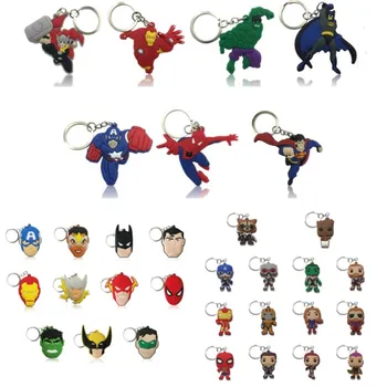 

Wholesale 500pcs Avenger Keychain Superheroes Key Chain Anime Key Ring Action Figure Charm Trinkets Key Holder Kids Gift