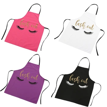 

Lovely Bronzing Eyelash Pattern Kitchen Apron Women Adult Home Cooking Baking Cleaning Aprons Bibs Kitchen Tools Accessories