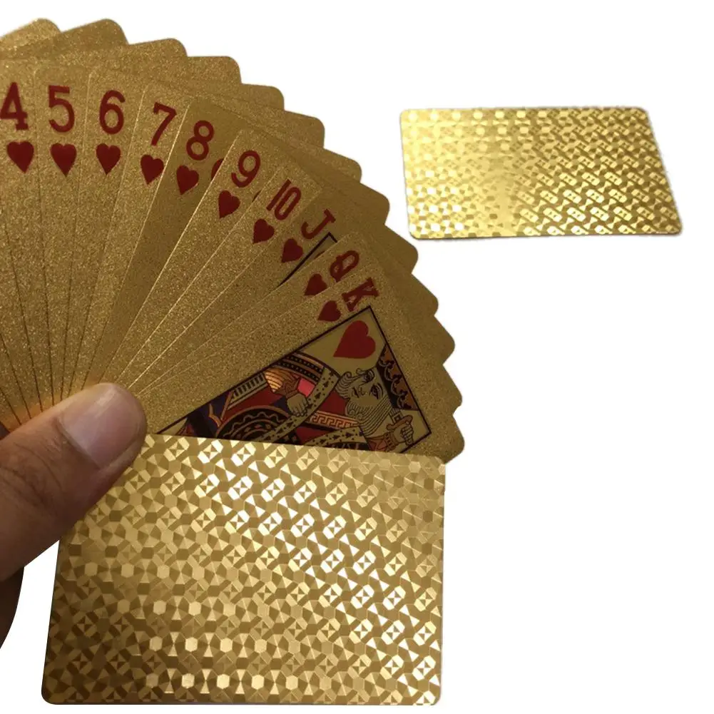 Креативный золотой фольги Покер для кемпинга пляжный Покер Игра пластик Водонепроницаемый Черный покер Золотая фольга игральные карты высокого качества