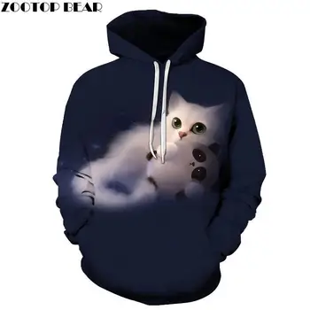 

White Cat&Panda 3D Printed Hoodie Men Women Sweatshirt Hooded Tracksuits Fashion Pullover Hoody Streetwear Spring Coat Dropship