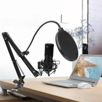 

Professional Sound Recording USB Condenser Microphone Kit Set with Metal Adjustable Holder