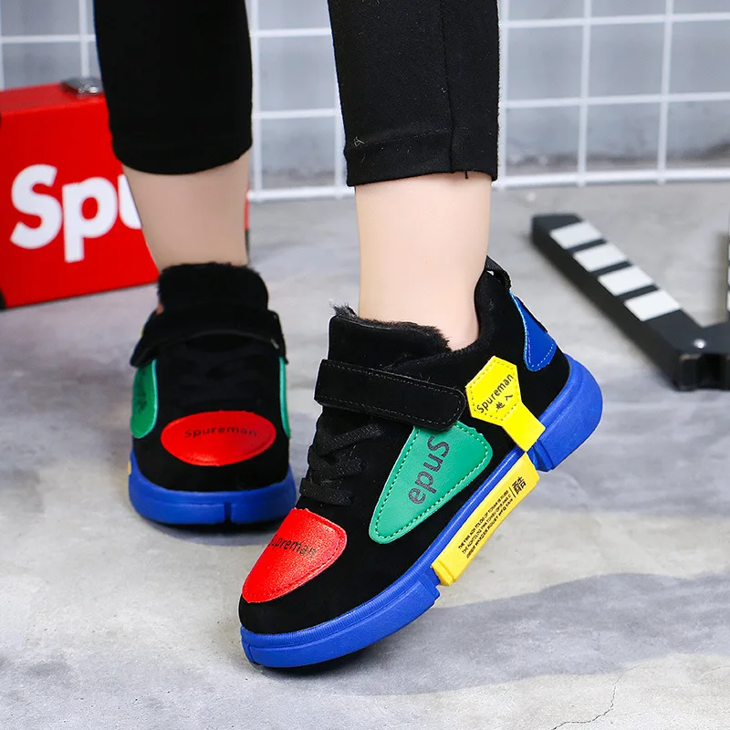 

BOY'S Shoes Big Boy Athletic Shoes CHILDREN'S Shoes 2019 Winter New Style Girls Children Brushed And Thick Warm Large Cotton-pad