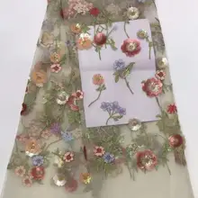 5 ярдов/сумка BH107# вышитые цветочные блестки DIY бисер роскошный французский стиль ткани для свадебных платьев