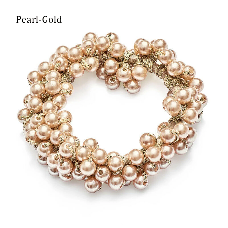 Pearl -Gold Резинка для волос, резинка для волос, резинка для волос, держатель для хвоста, жемчужные бусы, женские резинки для волос, аксессуары для женщин - Цвет: Pearl -Gold