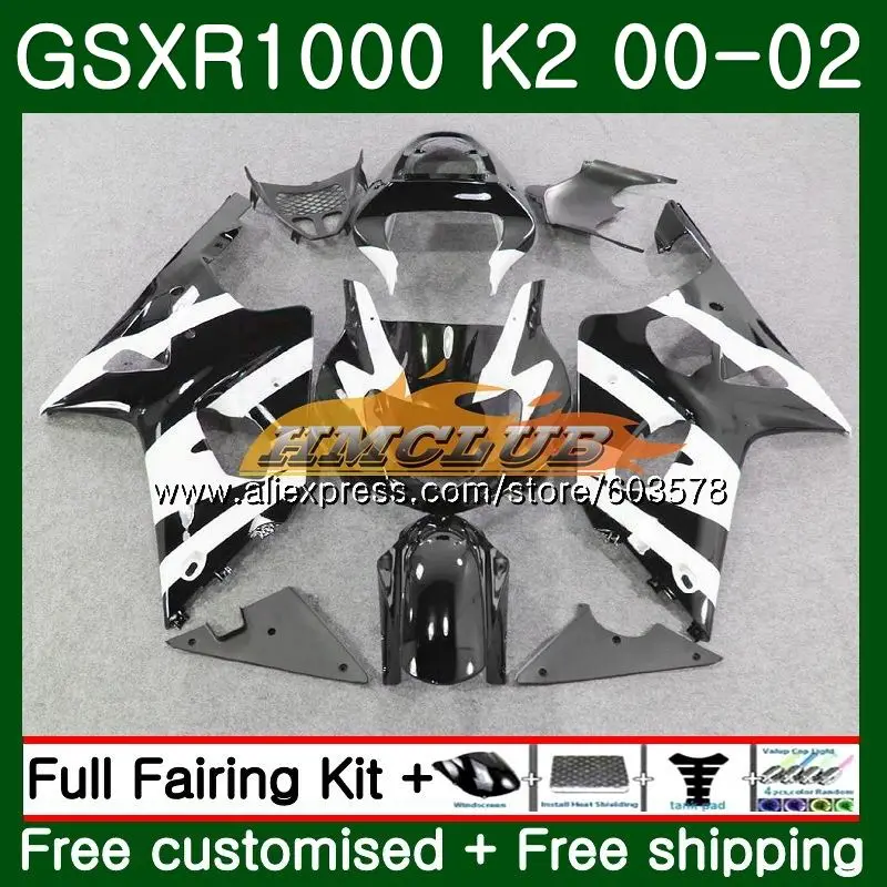 Корпус для SUZUKI GSXR-1000 GSXR 1000 GSXR1000 00 01 02 серебристый, черный 9CL. 78 GSX-R1000 00 02 K2 GSX R1000 2000 2001 2002 обтекатель