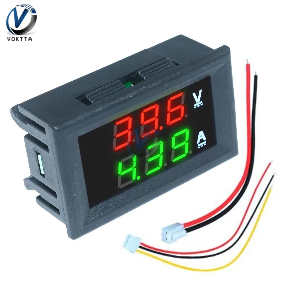 Red Green Display 3-18 В постоянного тока 0,56 дюйма светодиодный трехпроводный цифровой дисплей с двумя проводами IPX6 Водонепроницаемый Вольтметр постоянного тока 100 в 10 А двойной светодиодный Вольтметр Амперметр - Цвет: Red Green Display
